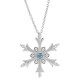 Blue Topaz CZ Snowflake Pendant Necklace Sterling Silver 