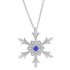 Sapphire Swarovski Zirconia Snowflake Pendant Necklace Sterling Silver