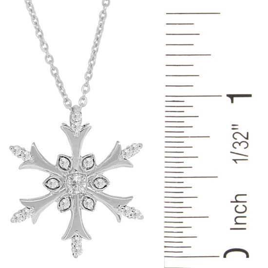 Swarovski Crystal Snowflake Pendant Necklace Sterling Silver