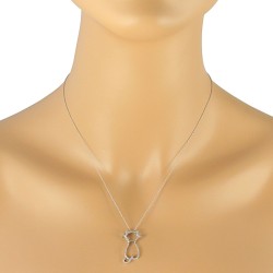 Diamond Cat Pendant Necklace 14Kt White Gold 