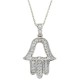 Swarovski Zirconia Jewish Hand of God Hamsa Pendant Sterling Silver