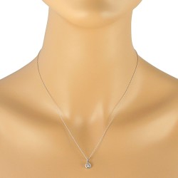 Round Diamond Pendant Necklace 14Kt White Gold 