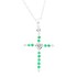 Emerald and Diamond Cross Pendant Necklace 14Kt White Gold