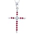 Ruby Diamond Cross Pendant Necklace 14Kt White Gold 