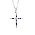 Sapphire Diamond Cross Pendant Necklace 14Kt White Gold 