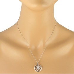 Swirling Diamond Pendant Necklace 10Kt White Gold 