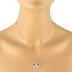 Diamond Circle Pendant Necklace 14Kt White Gold