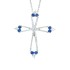 Sapphire and Diamond Cross Pendant Necklace 14Kt White Gold 