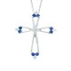 Sapphire and Diamond Cross Pendant Necklace 14Kt White Gold 