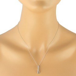 Swirling Diamond Pendant Necklace 14Kt White Gold 