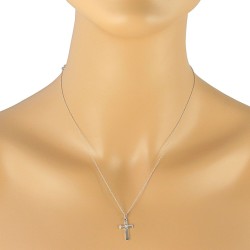 Diamond Cross Pendant Necklace 10Kt White Gold 