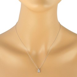 Round Diamond Pendant Necklace 14Kt White Gold 