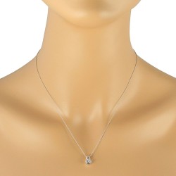 Diamond Cluster Pendant Necklace 10Kt White Gold 