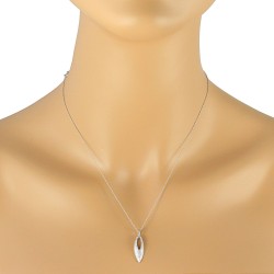 Diamond Leaf Pendant Necklace 14Kt White Gold 