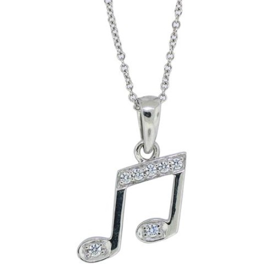 Cubic Zirconia Fashion Pendant Necklace Sterling Silver  