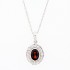 Garnet and Diamond Halo Pendant Necklace 14Kt White Gold