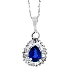 Genuine Sapphire Diamond Pendant and Earrings Set 14Kt Gold