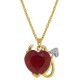 Lab Created Ruby Devil Heart Pendant Necklace Sterling Silver