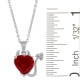 Lab Created Ruby Devil Heart Pendant Necklace Sterling Silver