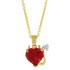Lab Created Ruby Devil Heart Pendant Necklace Sterling Silver
