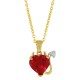 Lab Created Ruby Devil Heart Pendant Necklace Sterling Silver