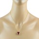 Lab Created Ruby Devil Heart Pendant Necklace Sterling Silver