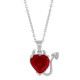 Lab Created Ruby Devil Heart Pendant Necklace Sterling Silver