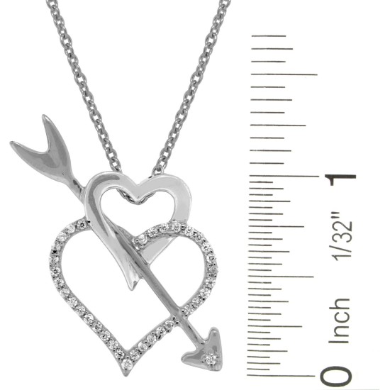 Cubic Zirconia Heart Pendant Necklace Sterling Silver 