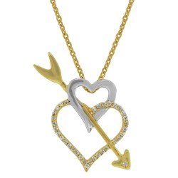 Cubic Zirconia Heart Pendant Necklace Sterling Silver 