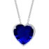 Lab Created Sapphire CZ Heart Pendant Necklace Sterling Silver 