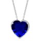 Lab Created Sapphire CZ Heart Pendant Necklace Sterling Silver 