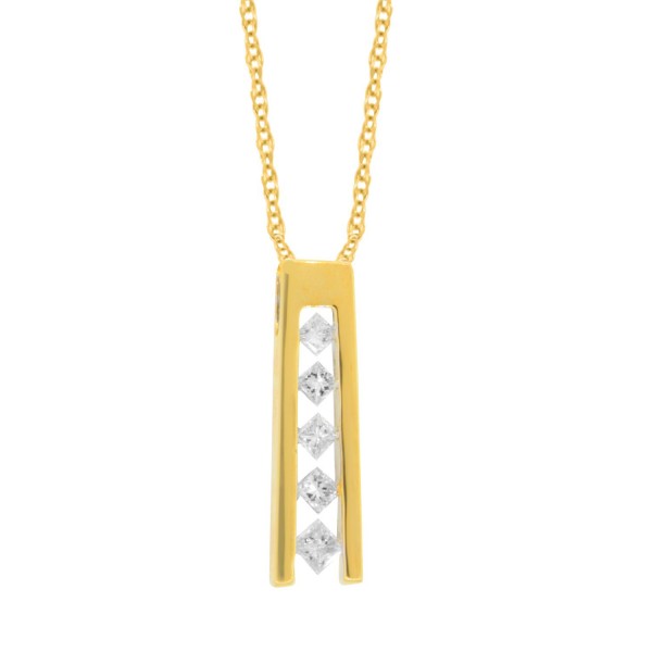 0 24 Ct T W Princess Cut Diamond Ladder Pendant Necklace 14kt Yellow Gold - Diamond Ladder Pendant Necklace 0 24 Ct T W Princess Cut Diamond Ladder Pendant Necklace 14kt Yellow Gold - Diamond Ladder Pendant Necklace