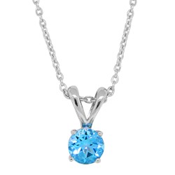 December Birthstone Blue Topaz Pendant Necklace Sterling Silver