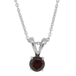January Birthstone Garnet Pendant Necklace Sterling Silver 