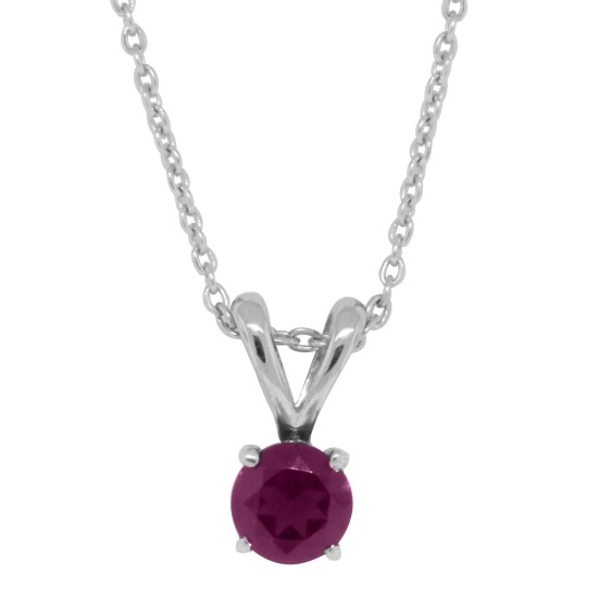 July Birthstone Ruby Pendant Necklace Sterling Silver 