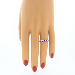 September Birthstone Sapphire Diamond Ring 14kt White Gold