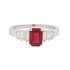 July Birthstone Emerald Cut Ruby Diamond Ring 14Kt Gold