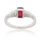 July Birthstone Emerald Cut Ruby Diamond Ring 14Kt Gold