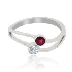 Natural Ruby and Diamond Ring in 14Kt White Gold