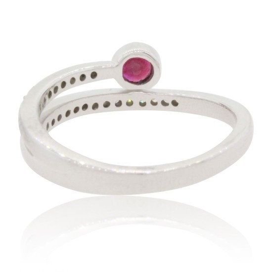 July Birthstone Ruby and Diamond Ring in 14Kt White Gold