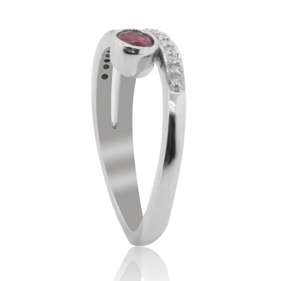 July Birthstone Ruby and Diamond Ring in 14Kt White Gold