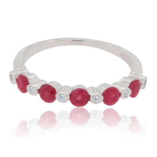 Ruby Diamond Anniversary Band 14Kt White Gold