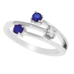 Genuine Sapphire and Cubic Zirconia Ring in Sterling Silver