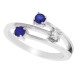 Three Stone Sapphire and Diamond Ring 14Kt White Gold