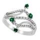 Emerald Diamond Right Hand Ring ,14Kt White Gold