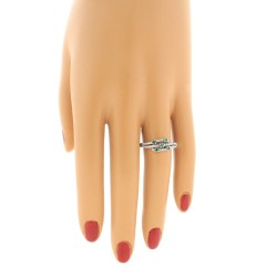 Emerald Diamond Right Hand Ring 14Kt White Gold
