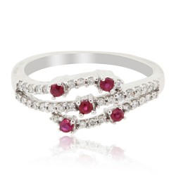 Ruby And Diamond Right Hand Ring,14kt white Gold