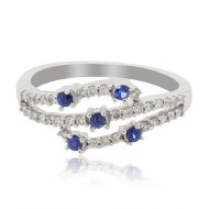 Sapphire Diamond Right Hand Ring 14Kt White Gold