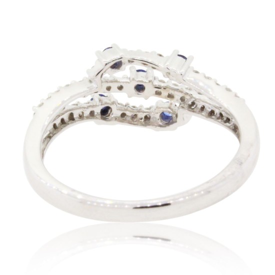Sapphire Diamond Right Hand Ring 14Kt White Gold