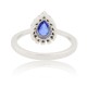 Sapphire Diamond Halo Ring 14Kt White Gold Pearshaped